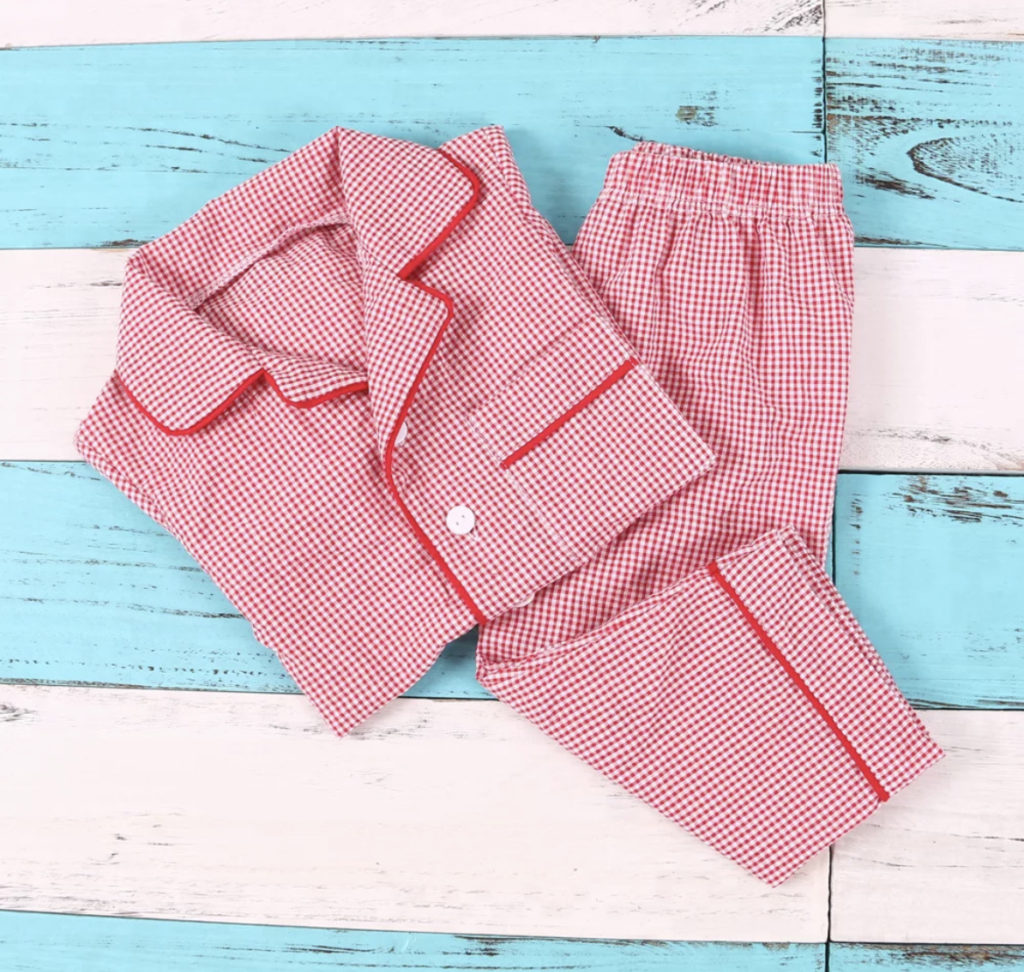 Red Gingham Pajama Pants Set – Embroidery Aid